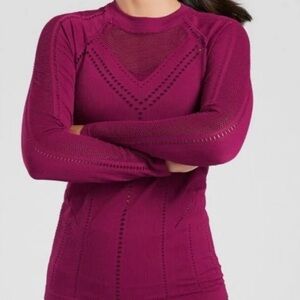 Athleta Mesh Ventilation Crew Top Long Sleeve SZ S